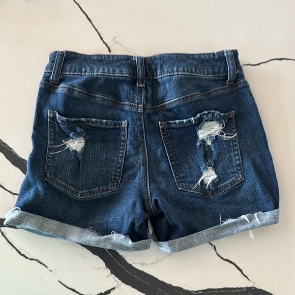 Maurices Dark Blue Ripped Jean Shorts - Picture 3 of 4